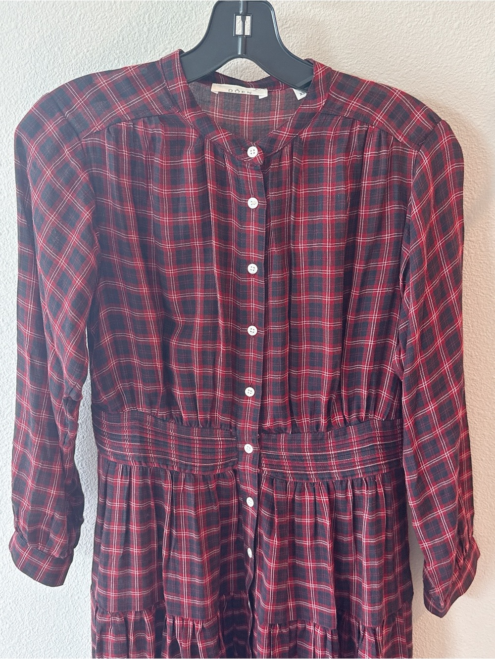 NWOT DÔEN Annika Dress Rouge Countryside Plaid - Picture 4 of 11